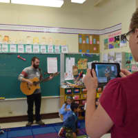 <p>Bronxville Elementary first-grade students act out an Australian folktale while their teacher films them, as part of training on iMovie through the Jacob Burns Film Center.</p>