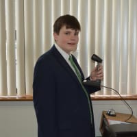 <p>8th Grader Connor Breen of Scarsdale works as principal for a day.</p>