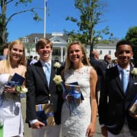 <p>Daly Baker and James Kontulis, both of New Canaan, were the recipients of awards in honor of their exemplary character, Hannah Nightingale of Rowayton and Dillon Mims of Norwalk were student speakers.</p>