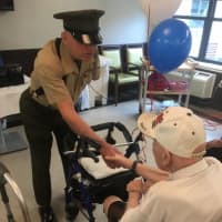 <p>Petty Officer Jim Cava, U.S. Navy Ret. visited residents at Northern Metropolitan for Memorial Day.</p>