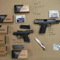 <p>The seized illegal weapons.</p>