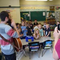 <p>Bronxville Elementary first-grade students act out an Australian folktale while their teacher films them, as part of training on iMovie through the Jacob Burns Film Center.</p>