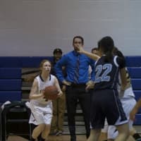 <p>Saddle Brook&#x27;s Cherie Smedile lines up to take a shot, which resulted in her 1,000th career point.</p>