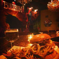<p>A burger at The Bullroom in Middletown.</p>