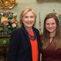 <p>Jennifer Holdsworth with Hillary Clinton.</p>