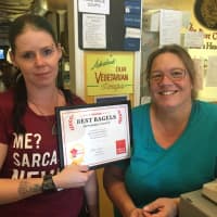 <p>Left to right: Faith Love and Karen Hruby of Bagel Town Cafe in West Milford.</p>
