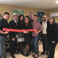 <p>Cynthia Soto with family and friends at the grand opening of her restaurant in West Milford.</p>
