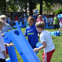<p>Bronxville School District students playing in the &quot;Imagination Playground.&quot;</p>