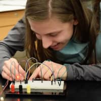 <p>Bronxville High School students used real components to build their own complex circuits.</p>