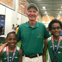 <p>Jaden and Kyle Snow with the coach and founder Joe McMahon of Notre Dame TC in Yonkers.</p>