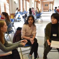 <p>During the joint class, the students – who are required to complete a community service project during their second semester – discussed a variety of volunteer opportunities that are available in the area and how they could make a difference.</p>