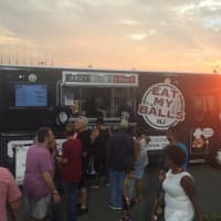 <p>A crowd at the Eat My Balls food truck.</p>
