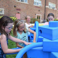 <p>Bronxville School District students playing in the &quot;Imagination Playground.&quot;</p>