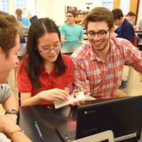 <p>Bronxville High School students used real components to build their own complex circuits.</p>