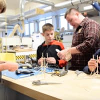 <p>Bronxville Middle School eighth-graders build catapults in their Engineering Challenges club. </p>