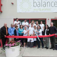<p>Ribbon cutting of Balance Yoga in Larchmont with Mayor Lorraine Walsh.</p>