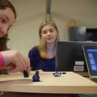 <p>Bronxville Middle School eighth-graders Caitlin Mooney and Sasha Paradase created theirown board game around the show “Friends.”</p>