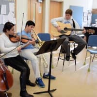 <p>Bronxville Middle School eighth-graders have the opportunity to create their own music in the School of Rock club.  </p>