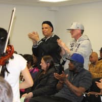 <p>Clients of the Open Arm&#x27;s Men&#x27;s Shelter in White Plains enjoyed the performances by the Scarsdale Middle School students.</p>