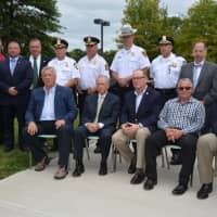 <p>Dutchess County law enforcement and elected officials gather for the announcement of a shared services grant to the Drug Task Force.</p>