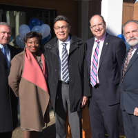<p>Westchester and Yonkers officials at the &quot;topping off&quot; ceremony for 1177@Greystone in Yonkers.</p>