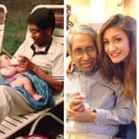 <p>Emma Bose with her father Samir through the years.</p>