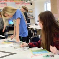 <p>Bronxville High School students in Courtney Alan’s Studio Art II class created illustrations and illuminated the calligraphic manuscripts</p>