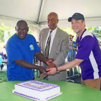 <p>Assemblyman J. Gary Pretlow, middle, helped celebrate Wartburg&#x27;s 150 years during the recent Wartburg Fall Festival.</p>