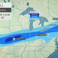 <p>A look at snowfall accumulation projections for Sunday night, Dec. 15 through Tuesday morning Dec. 17.</p>