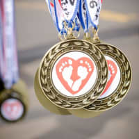 <p>Medals awarded to runners in the Hayden&#x27;s Heart Foundation 5K.</p>