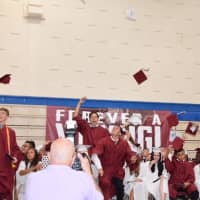 <p>Newly minted alumni of Valhalla High School celebrate at commencement exercises Saturday.</p>