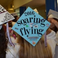 <p>Valhalla High School grads sport gussied-up headgear during commencement exercises Saturday.</p>