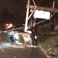 <p>Westwood police officers pulled the driver out through the window.</p>