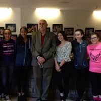 <p>Holocaust survivor Jack Trompetter spoke to Eastchester Middle School students.</p>