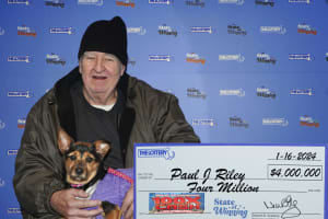 $4M Lottery Jackpot: Peabody Man Brings Dog To Claim His Fortune