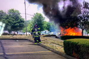 Photos: Fiery Four-Car Crash Takes Down Three Utility Poles In Norwalk