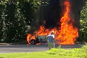 PHOTOS: Fire Consumes Wagon At Van Saun Park