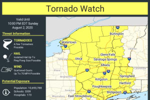 Tornado Watch Issued, With 70 MPH Wind Gusts, Large Hail Also Possible