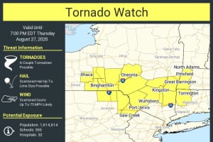 Tornado Watch Issued For Parts Of Region, With 70 MPH Wind Gusts, Large Hail Also Possible