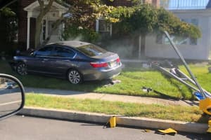 Car Topples Light Pole, Rams Tree At Busy Hackensack Intersection