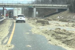 Strewn Bales Of Hay On Thruway Jams Traffic Bound For GS Parkway