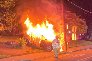 Jeep Hits Pole, Bursts Into Flames In Ridgefield Park
