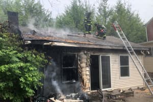 PHOTOS: Hunterdon County Fire Crews Battle Brush Blaze That Tore Through Adjacent Home