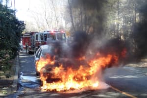 Photos: Two FD Engines Battle Car Fire In Westport