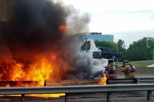 Fire Consumes Tractor-Trailer On NJ Turnpike In Ridgefield Park
