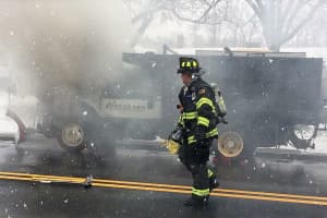 PHOTOS: Snow Plow Catches Fire In Wyckoff