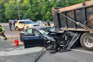 Horrific Route 4 Crash: Victim Freed, Hospitalized After Tesla Rear-Ends Dump Truck (PHOTOS)