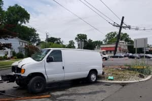 Van Hits Utility Pole On Southbound Route 17 In Rochelle Park