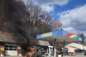 Car Bursts Into Flames At Gas Station In Westchester