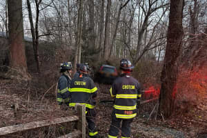 Car Skids On Black Ice, Crashes Into Brush In Northern Westchester